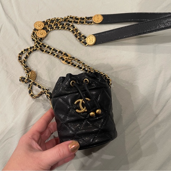 Authentic Chanel Micro medallion drawstring caviar bucket bag - Picture 11 of 13